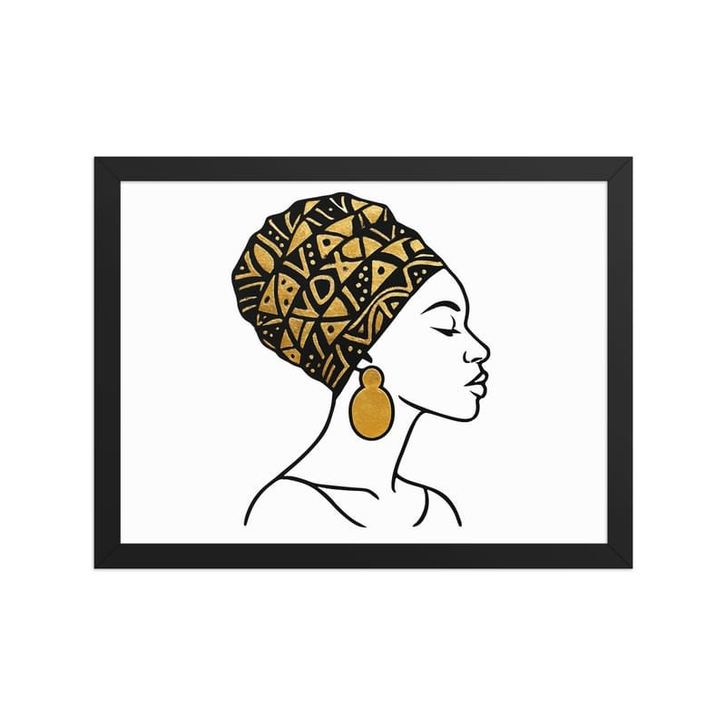 Framed poster Elegant Afro Profile with Gold-Patterned Headwrap-Original - Image 13
