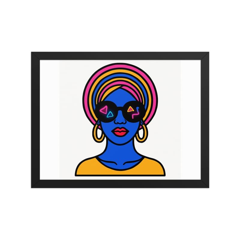 Framed poster Psychedelic Afro Queen with Neon Sunglasses - Image 13