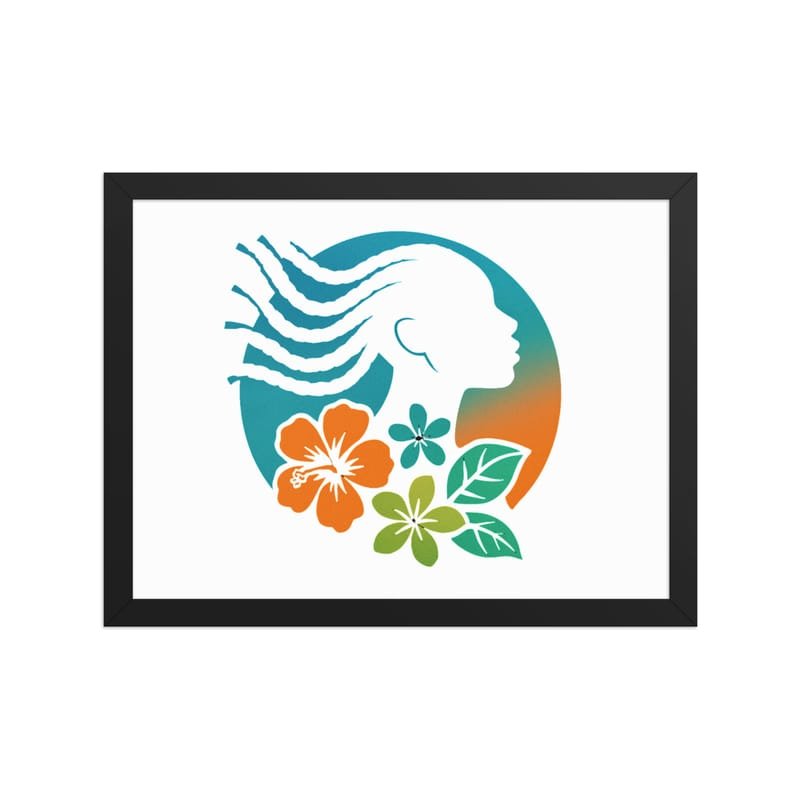 Framed poster Tropical Silhouette with Dynamic Braids & Flowers-Original - Image 5