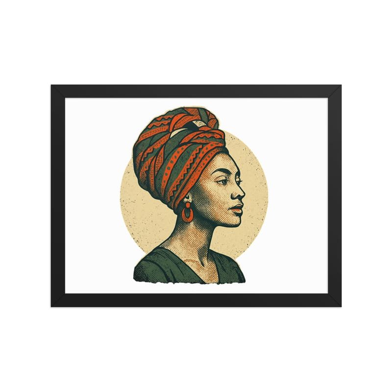 Framed poster Poised Lady in Vibrant African Wax Turban-Original - Image 13