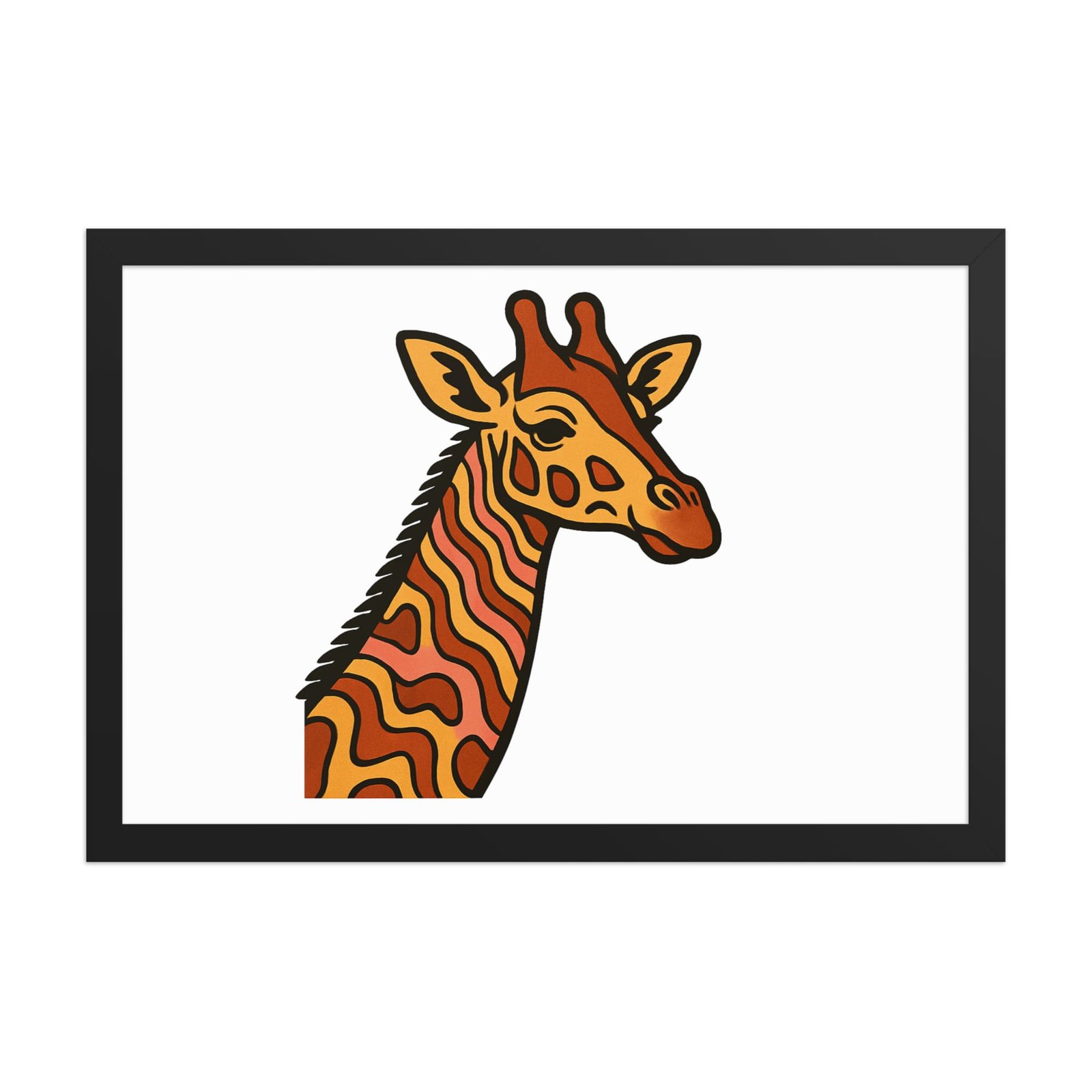 Framed poster Psychedelic 70s Giraffe with Wavy Warm Stripes-Original - Image 6