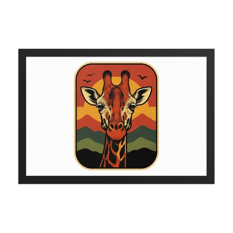 Framed poster Retro Sunset Giraffe Postcard Portrait-Original - Image 16