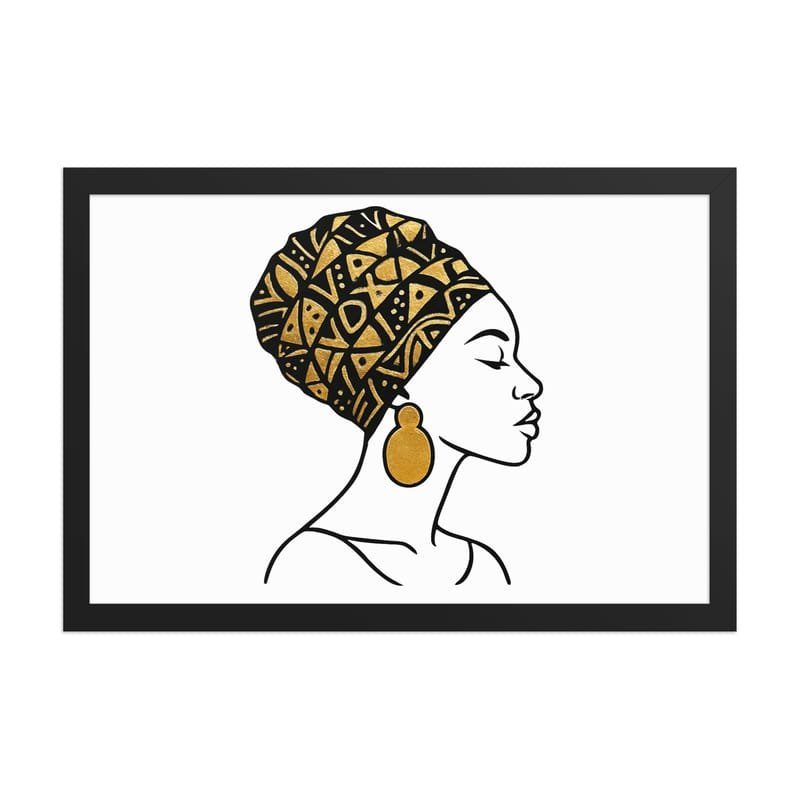 Framed poster Elegant Afro Profile with Gold-Patterned Headwrap-Original - Image 16