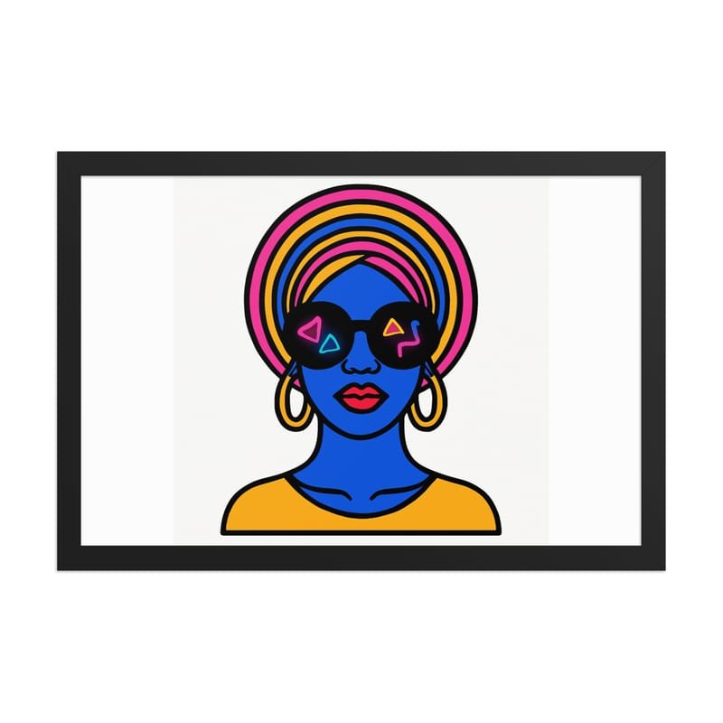 Framed poster Psychedelic Afro Queen with Neon Sunglasses - Image 16