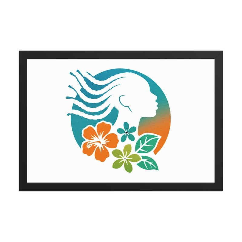 Framed poster Tropical Silhouette with Dynamic Braids & Flowers-Original - Image 6