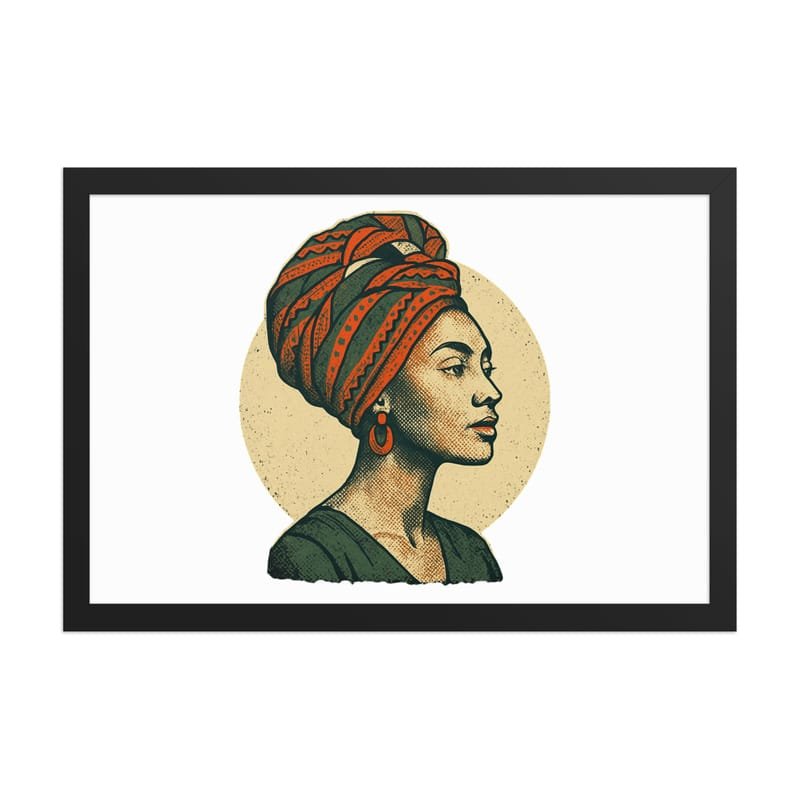 Framed poster Poised Lady in Vibrant African Wax Turban-Original - Image 16
