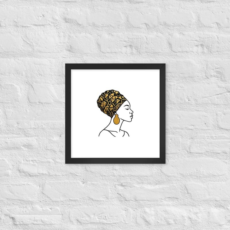 Framed poster Elegant Afro Profile with Gold-Patterned Headwrap-Original - Image 8