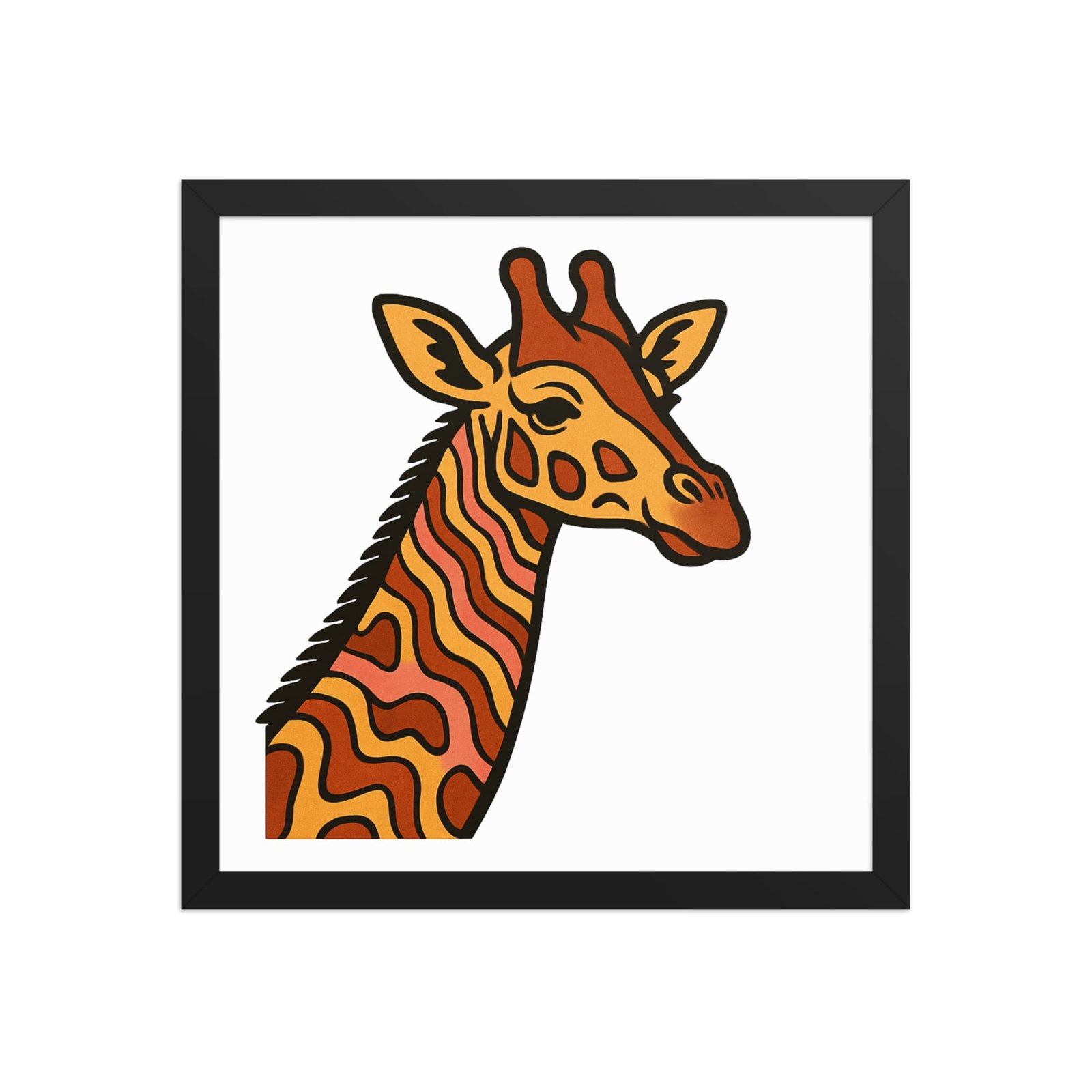 Framed poster Psychedelic 70s Giraffe with Wavy Warm Stripes-Original - Image 7
