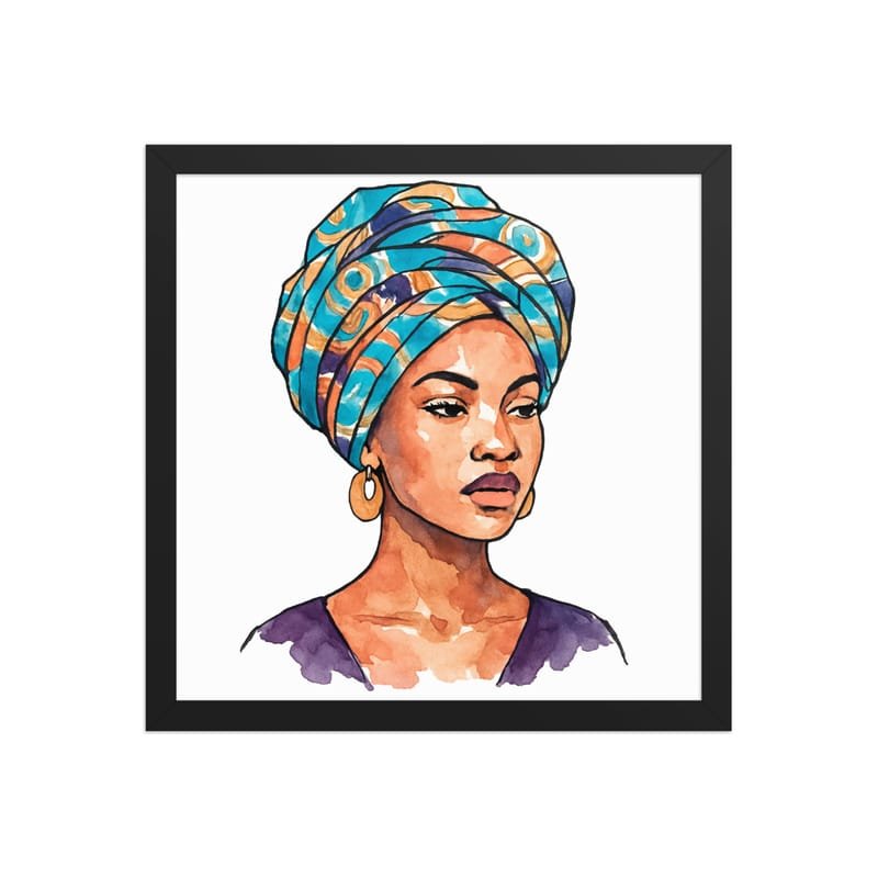 Framed poster Regal Woman in Turquoise & Coral Wax Turban-Original - Image 19