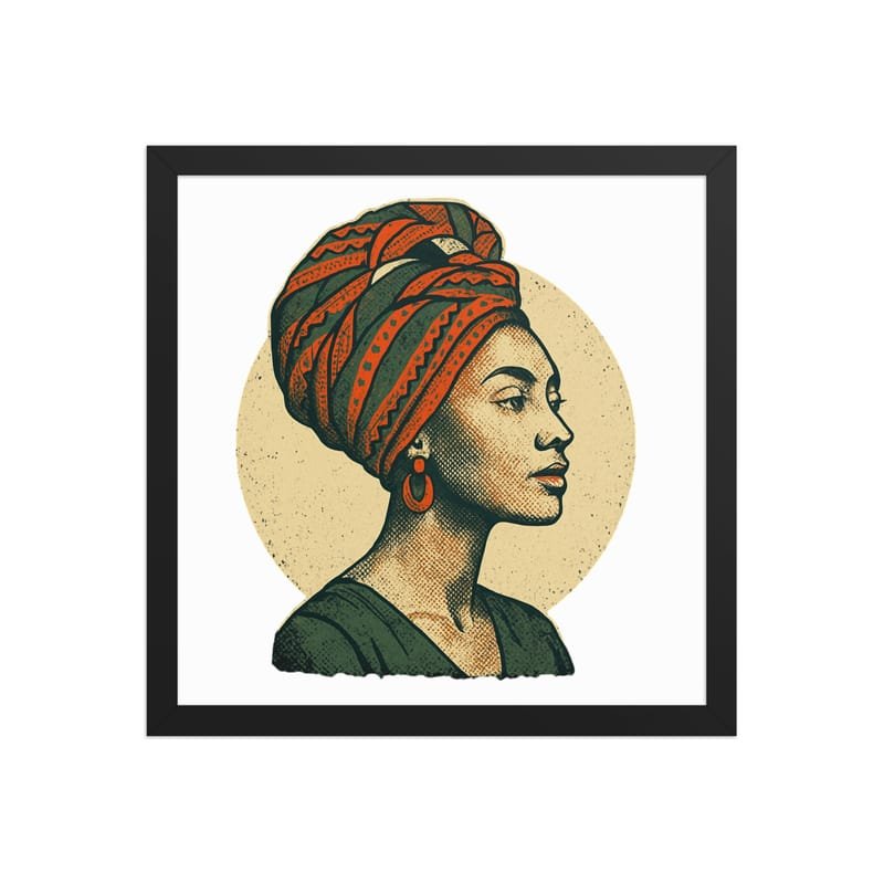 Framed poster Poised Lady in Vibrant African Wax Turban-Original - Image 19