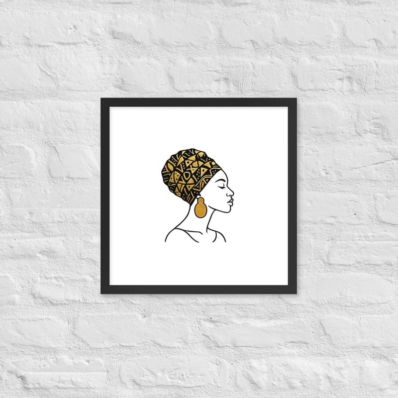 Framed poster Elegant Afro Profile with Gold-Patterned Headwrap-Original - Image 9