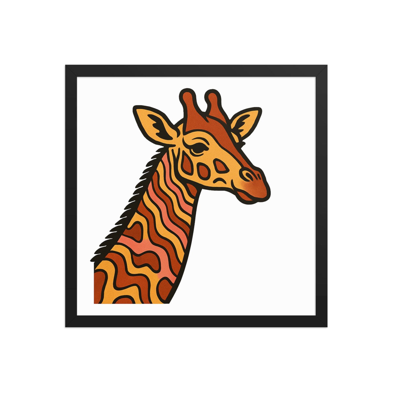Framed poster Psychedelic 70s Giraffe with Wavy Warm Stripes-Original - Image 8