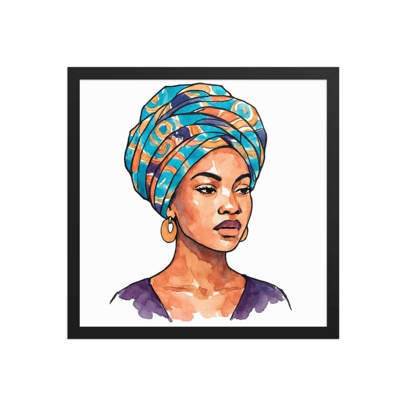 Framed poster Regal Woman in Turquoise & Coral Wax Turban-Original - Image 22