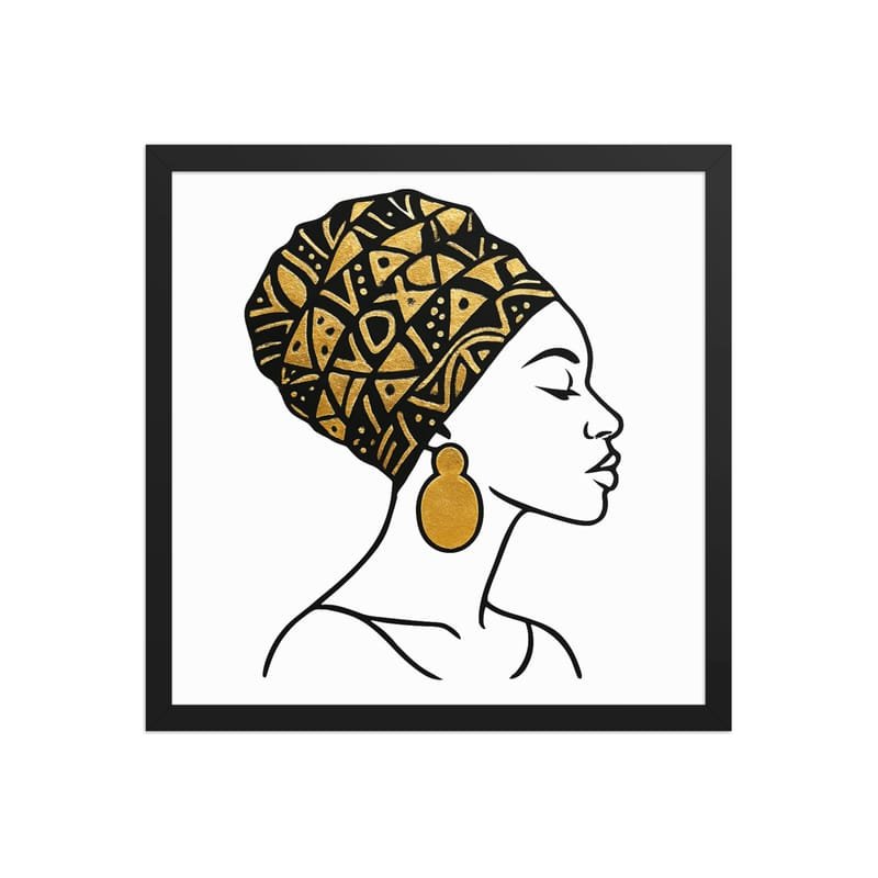 Framed poster Elegant Afro Profile with Gold-Patterned Headwrap-Original - Image 22