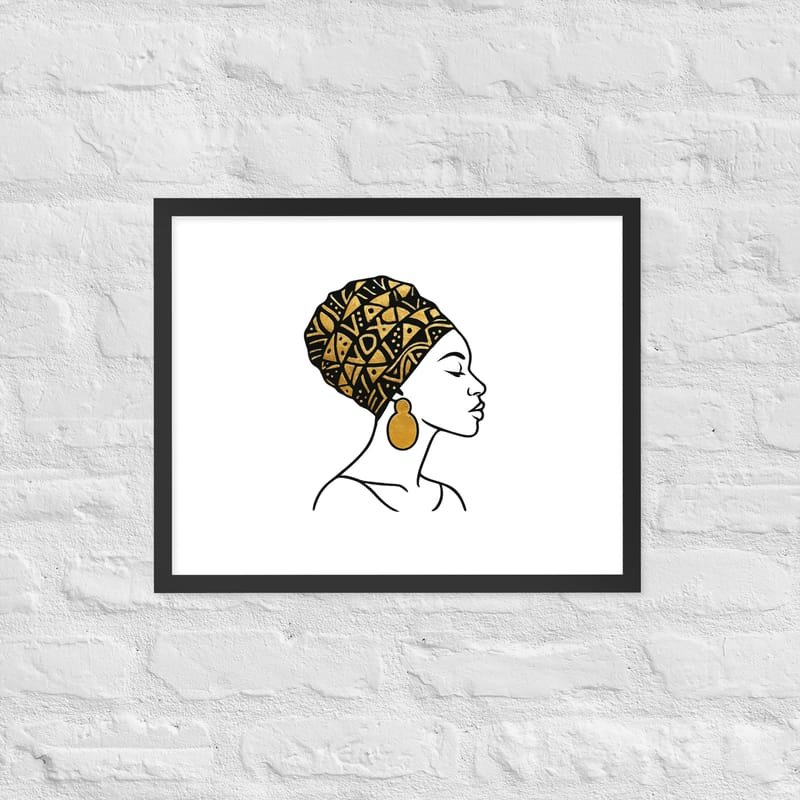 Framed poster Elegant Afro Profile with Gold-Patterned Headwrap-Original - Image 10