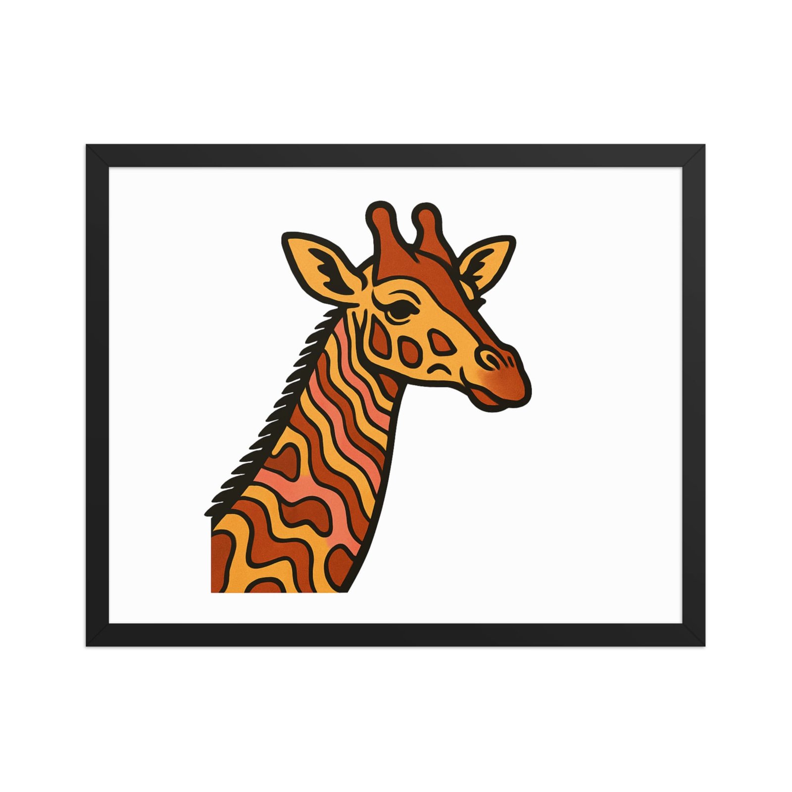 Framed poster Psychedelic 70s Giraffe with Wavy Warm Stripes-Original - Image 9