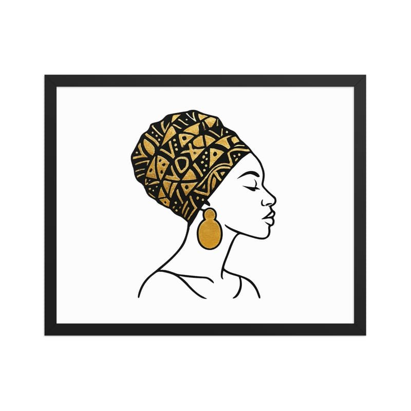 Framed poster Elegant Afro Profile with Gold-Patterned Headwrap-Original - Image 25