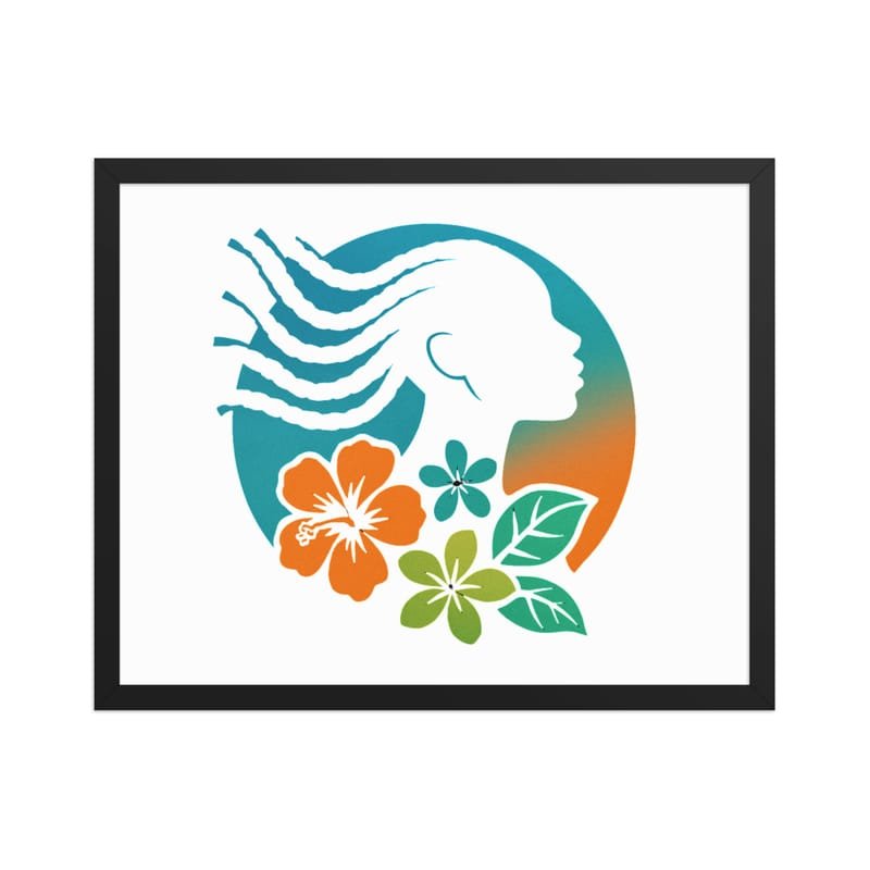 Framed poster Tropical Silhouette with Dynamic Braids & Flowers-Original - Image 9