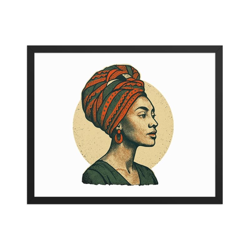 Framed poster Poised Lady in Vibrant African Wax Turban-Original - Image 25