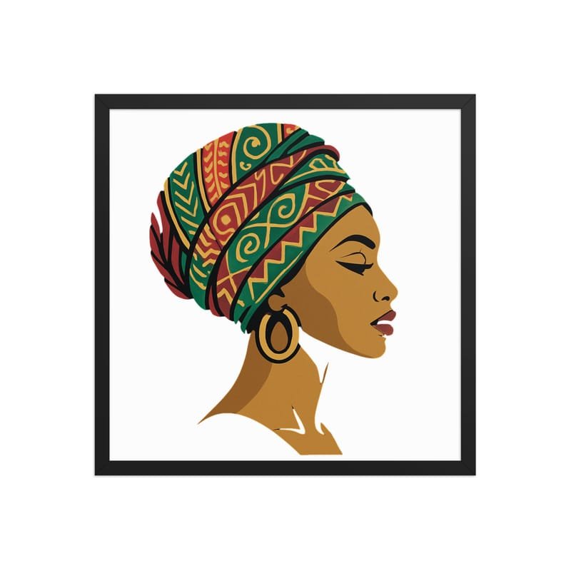 Framed poster Elegant African Woman in Vibrant Wax Headwrap-Original - Image 28