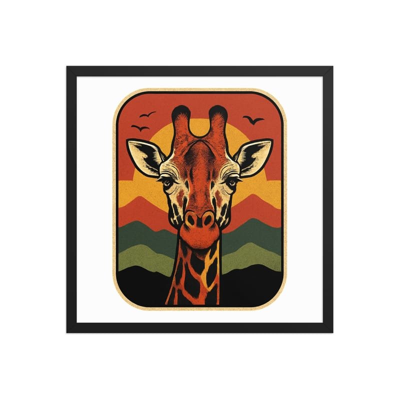Framed poster Retro Sunset Giraffe Postcard Portrait-Original - Image 28