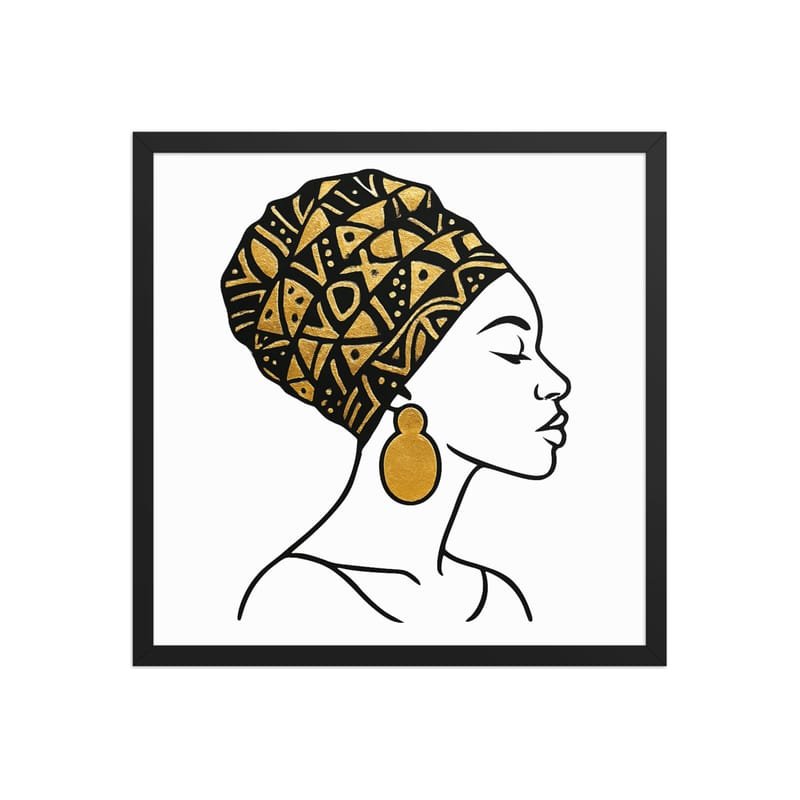 Framed poster Elegant Afro Profile with Gold-Patterned Headwrap-Original - Image 28