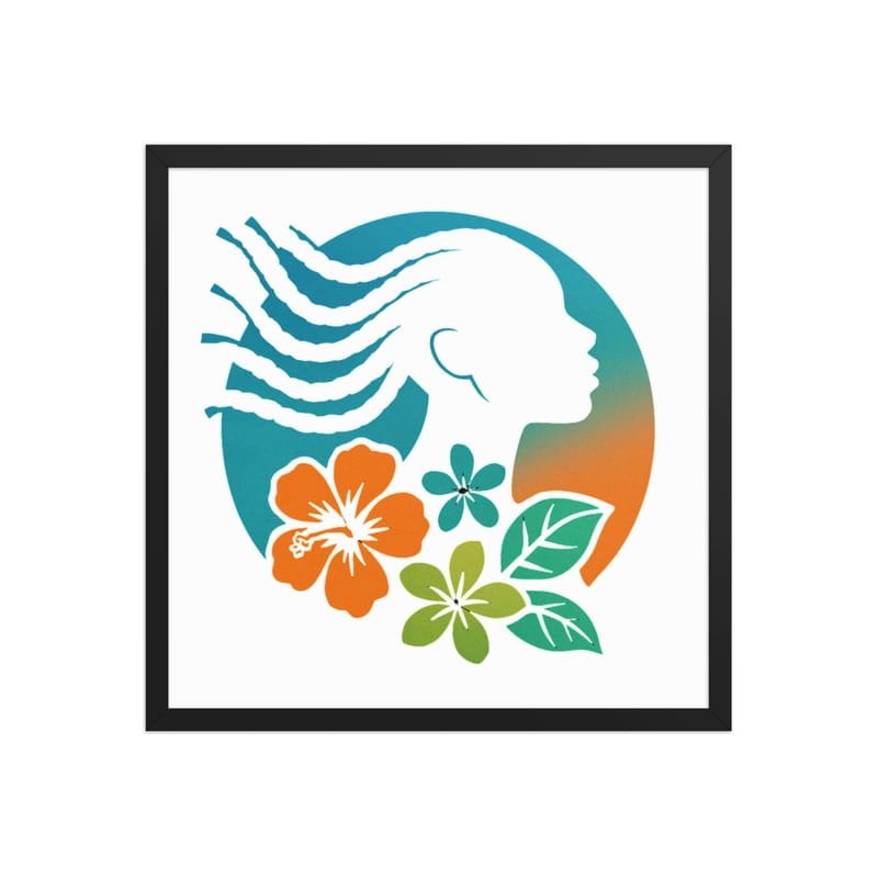 Framed poster Tropical Silhouette with Dynamic Braids & Flowers-Original - Image 10