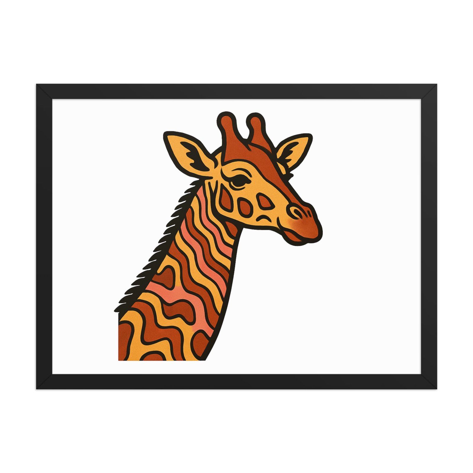 Framed poster Psychedelic 70s Giraffe with Wavy Warm Stripes-Original - Image 11