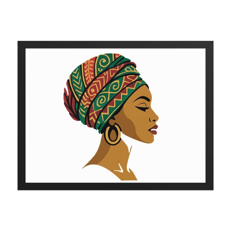 Framed poster Elegant African Woman in Vibrant Wax Headwrap-Original - Image 31