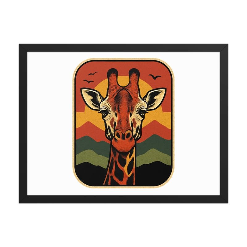Framed poster Retro Sunset Giraffe Postcard Portrait-Original - Image 31