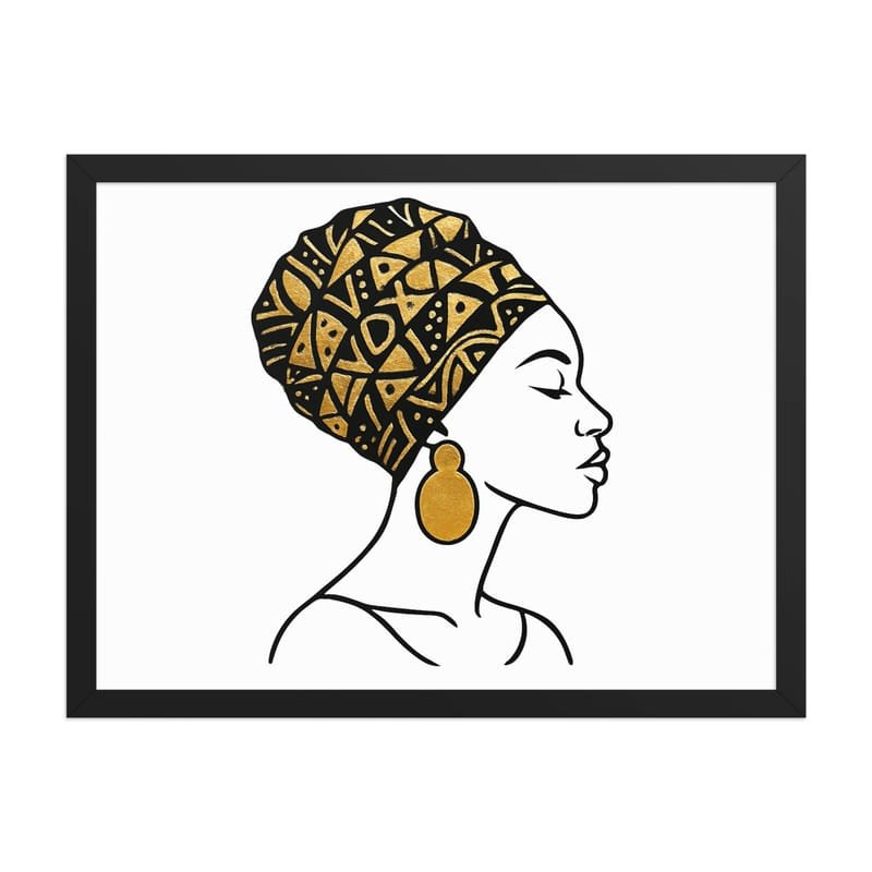 Framed poster Elegant Afro Profile with Gold-Patterned Headwrap-Original - Image 31