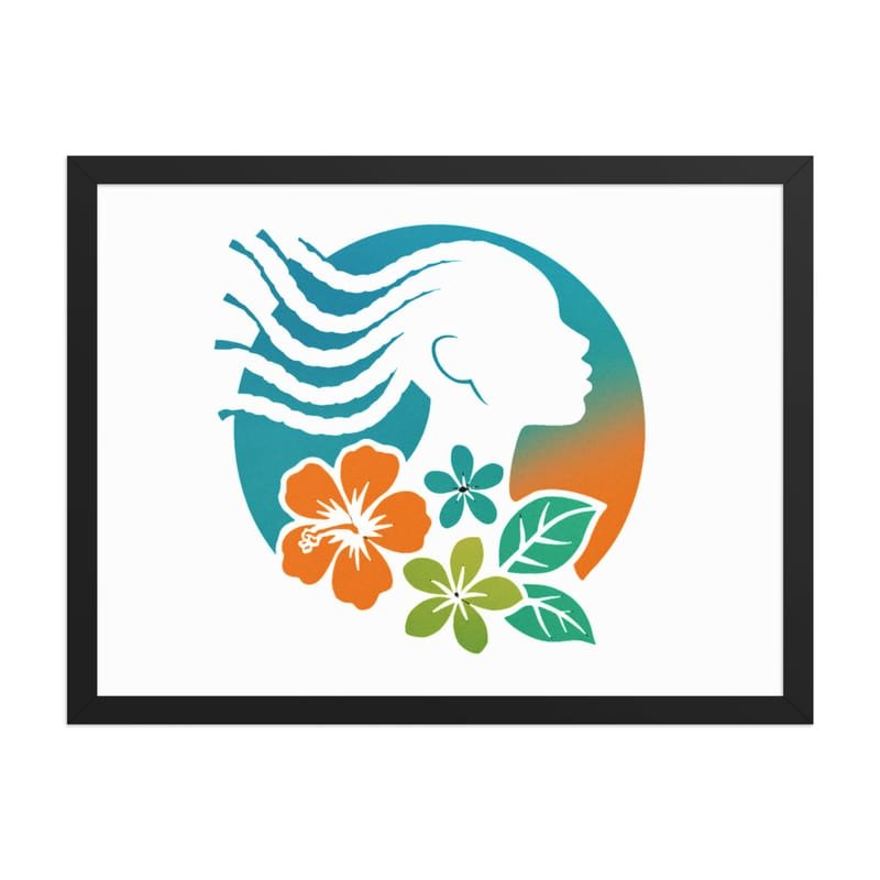 Framed poster Tropical Silhouette with Dynamic Braids & Flowers-Original - Image 11