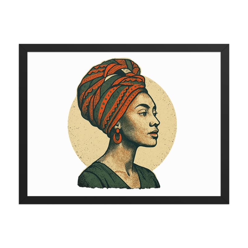Framed poster Poised Lady in Vibrant African Wax Turban-Original - Image 31