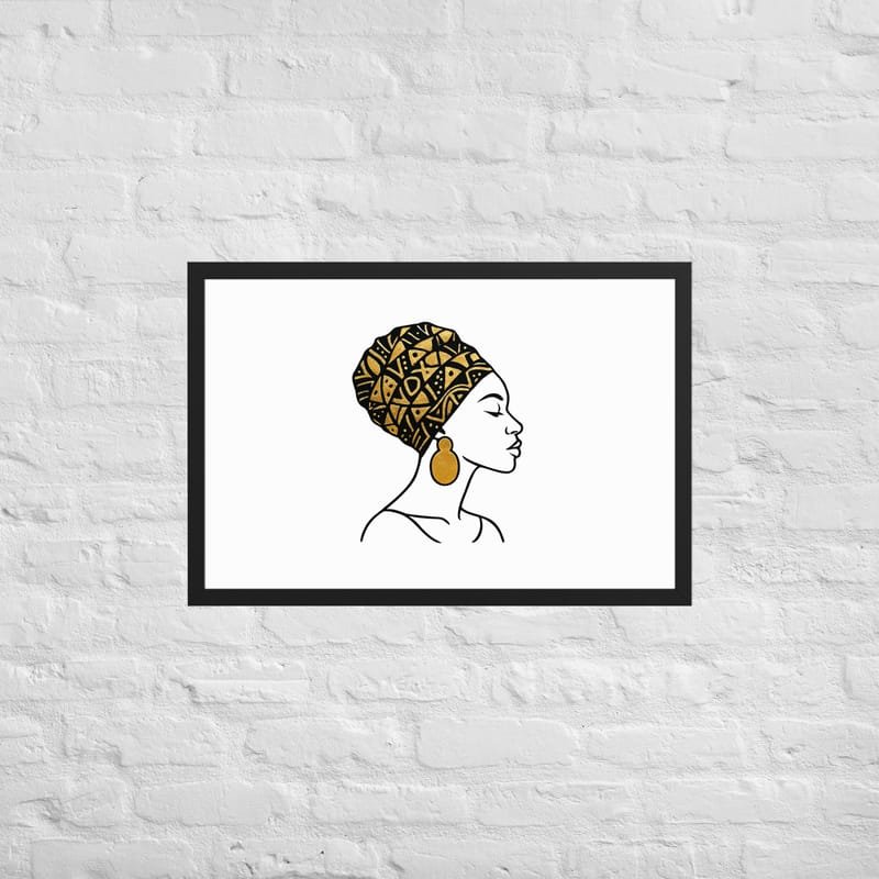 Framed poster Elegant Afro Profile with Gold-Patterned Headwrap-Original - Image 12