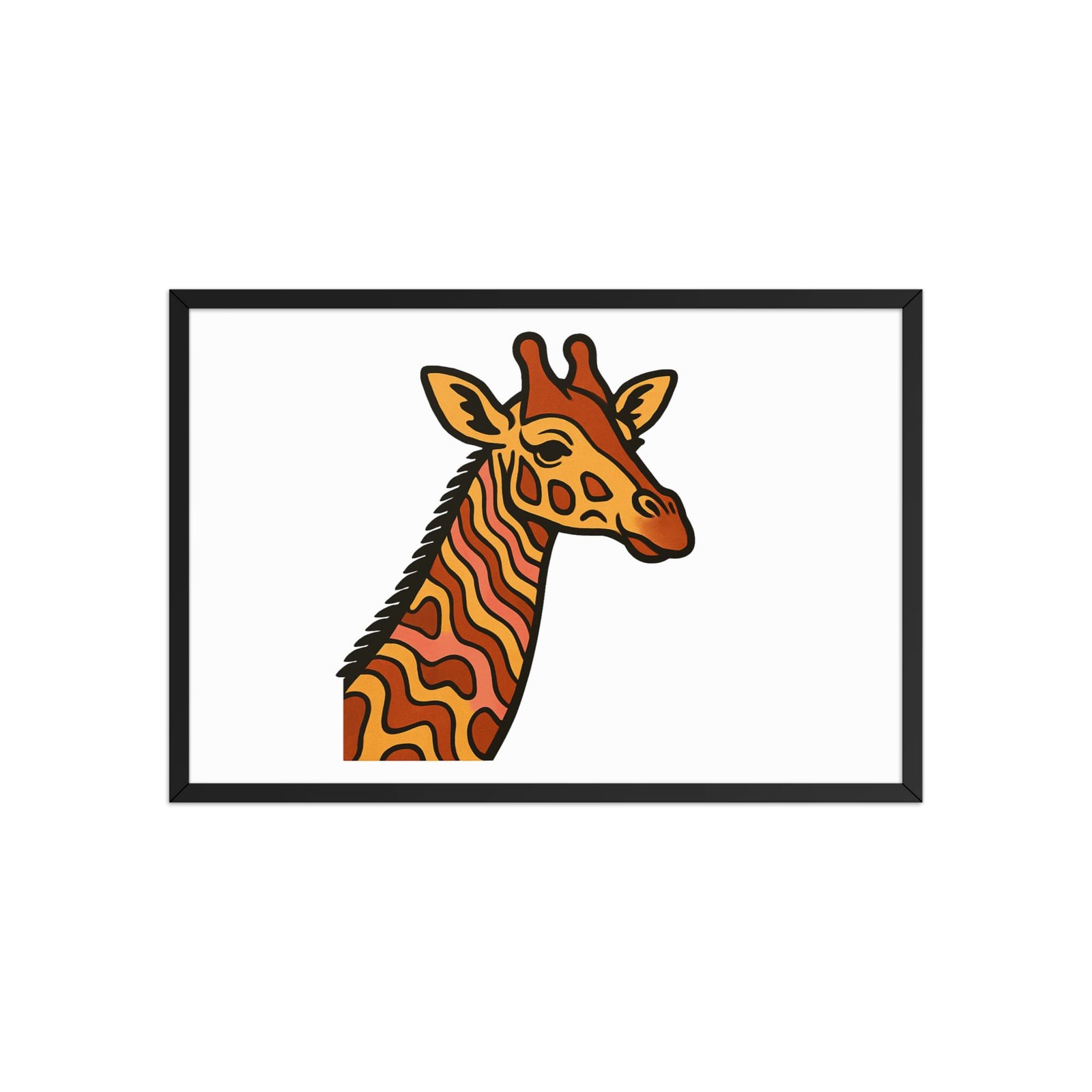 Framed poster Psychedelic 70s Giraffe with Wavy Warm Stripes-Original - Image 12