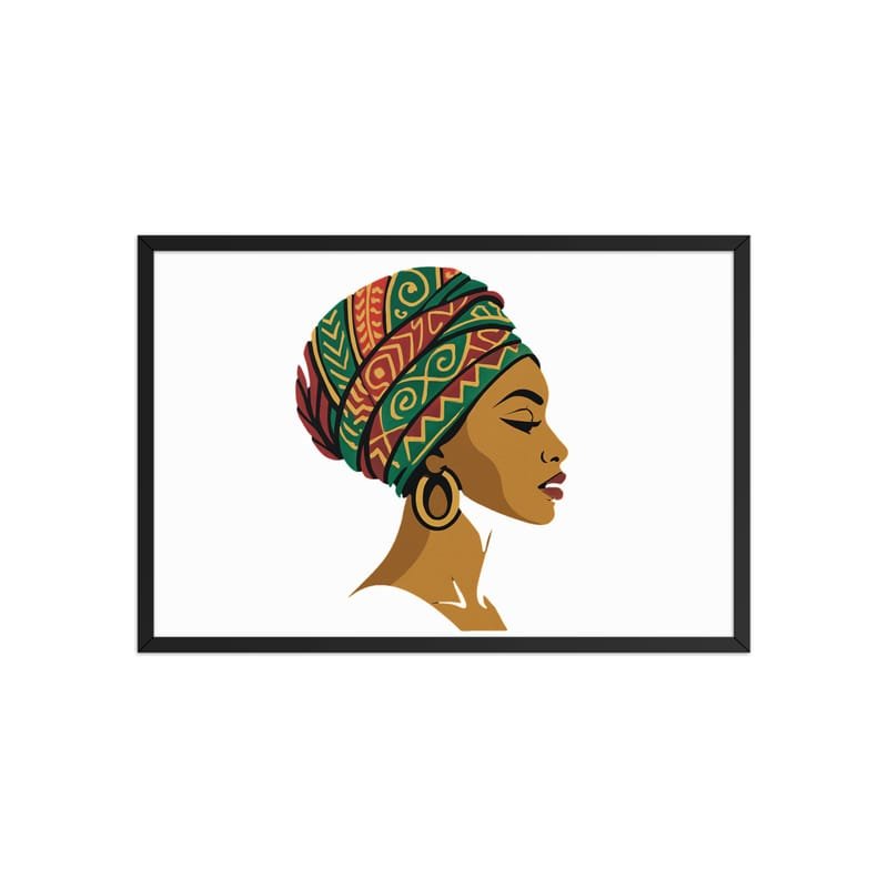 Framed poster Elegant African Woman in Vibrant Wax Headwrap-Original - Image 34