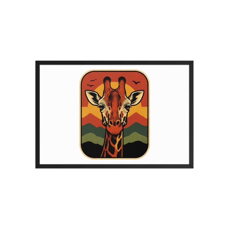 Framed poster Retro Sunset Giraffe Postcard Portrait-Original - Image 34
