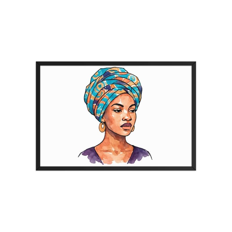 Framed poster Regal Woman in Turquoise & Coral Wax Turban-Original - Image 34