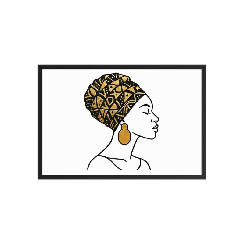 Framed poster Elegant Afro Profile with Gold-Patterned Headwrap-Original - Image 34