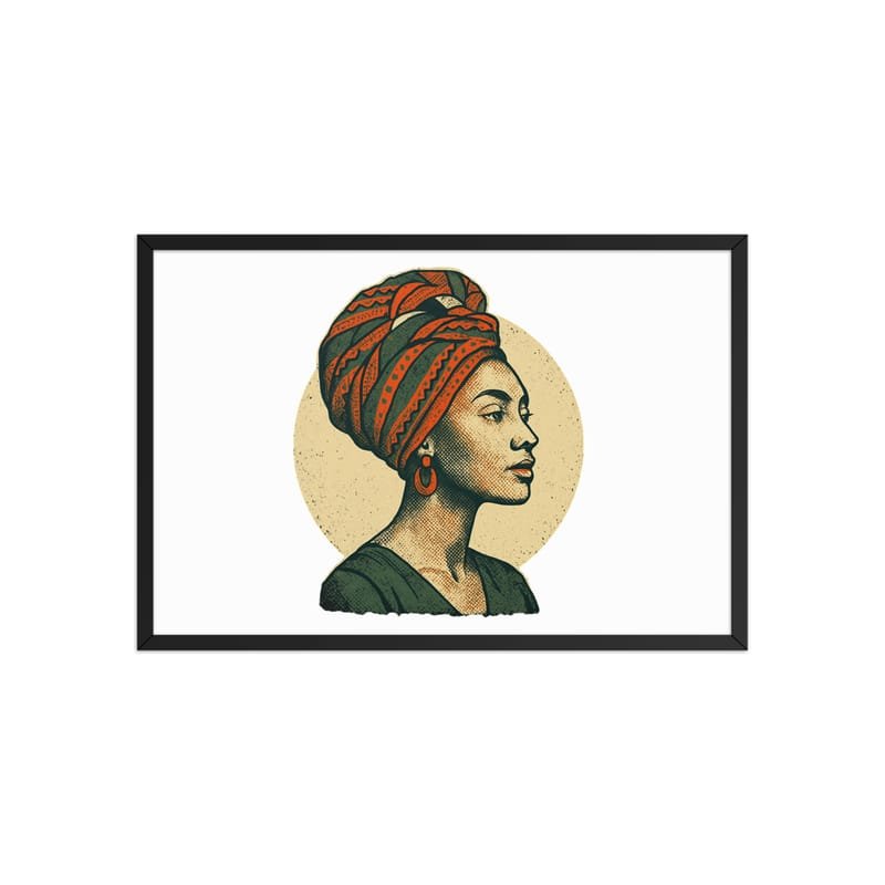 Framed poster Poised Lady in Vibrant African Wax Turban-Original - Image 34