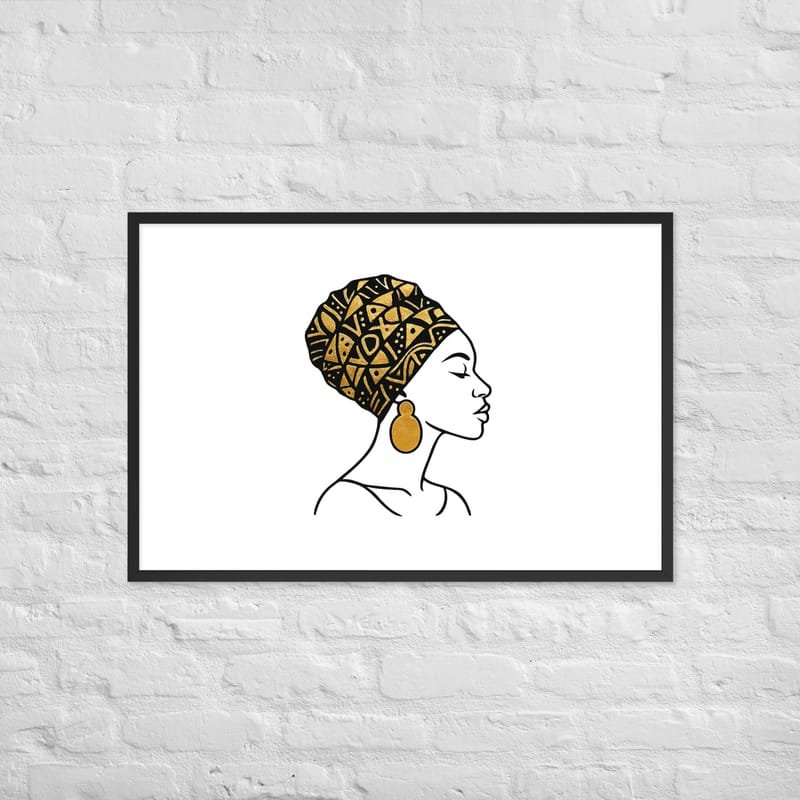 Framed poster Elegant Afro Profile with Gold-Patterned Headwrap-Original - Image 13