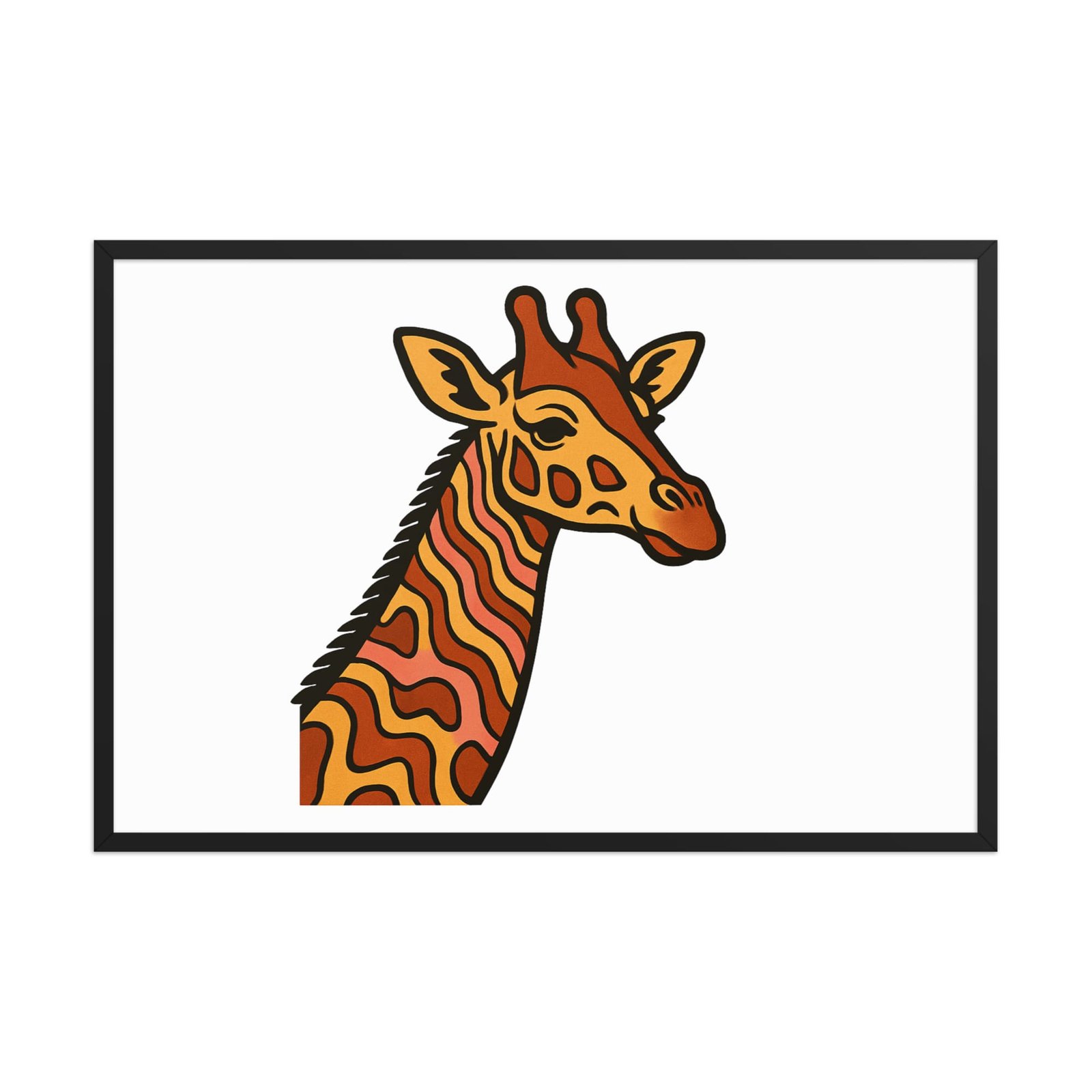 Framed poster Psychedelic 70s Giraffe with Wavy Warm Stripes-Original - Image 13