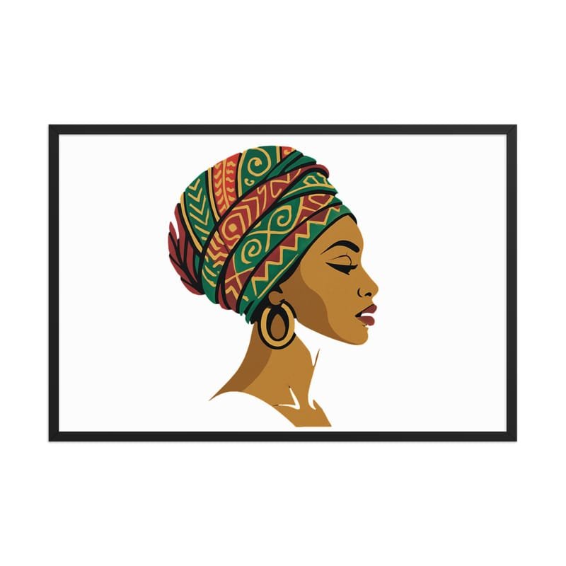Framed poster Elegant African Woman in Vibrant Wax Headwrap-Original - Image 37