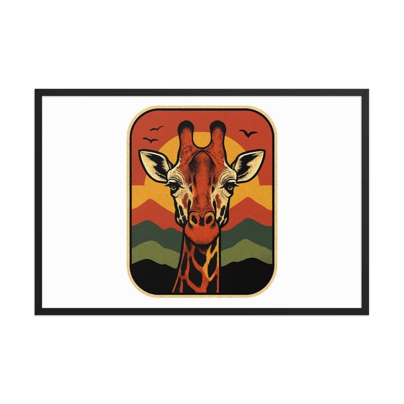 Framed poster Retro Sunset Giraffe Postcard Portrait-Original - Image 37
