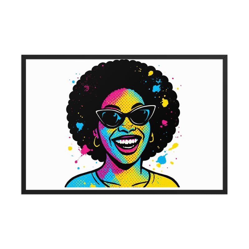 Framed poster Vibrant Afro Pop-Art Woman with Cat-Eye Shades-Original - Image 37