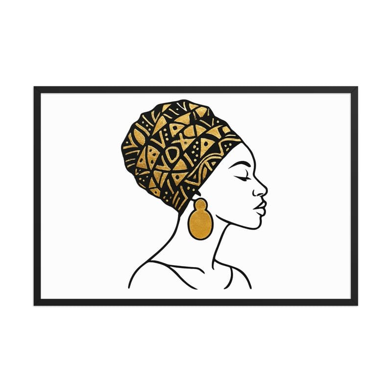 Framed poster Elegant Afro Profile with Gold-Patterned Headwrap-Original - Image 37
