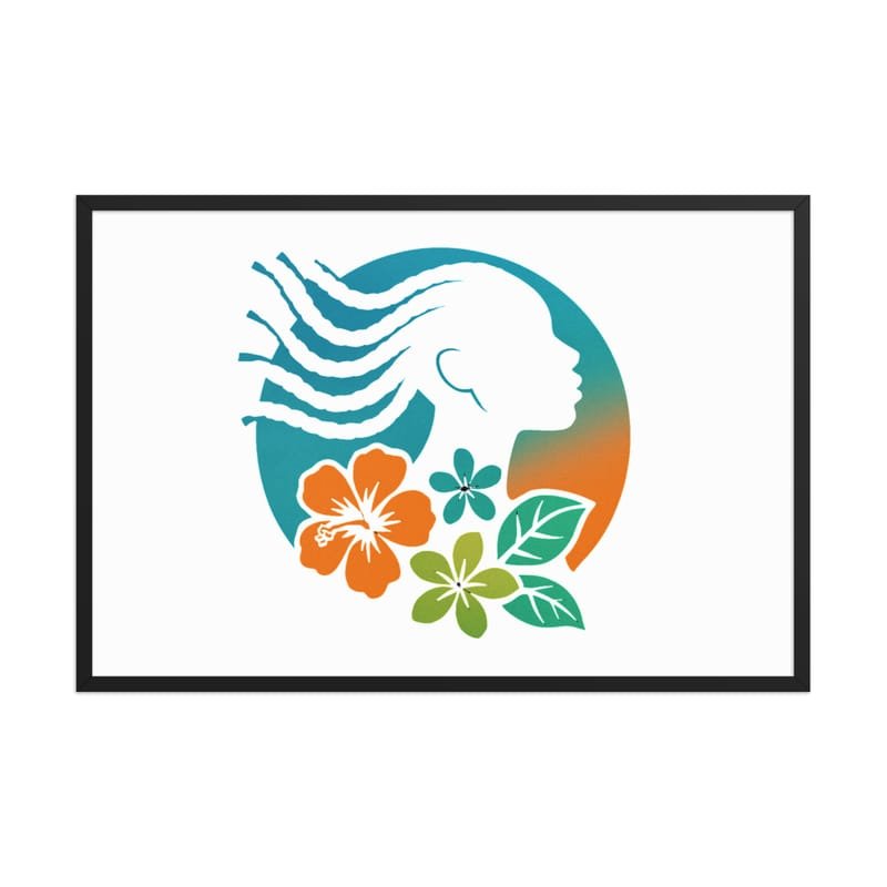 Framed poster Tropical Silhouette with Dynamic Braids & Flowers-Original - Image 13