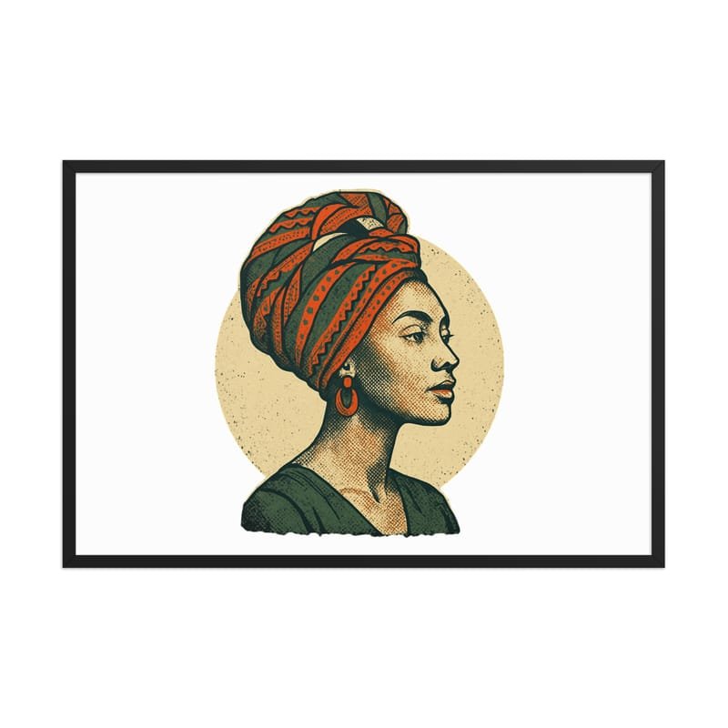 Framed poster Poised Lady in Vibrant African Wax Turban-Original - Image 37