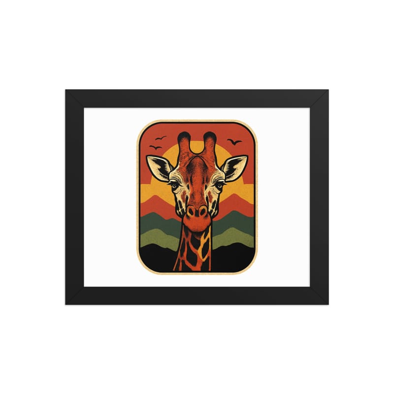 Framed poster Retro Sunset Giraffe Postcard Portrait-Original