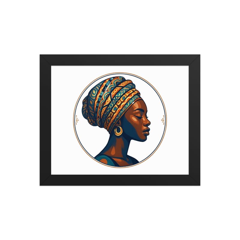 Framed poster Regal African Woman in Patterned Wax Turban-Original